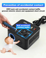 Inverter daya mobil 2024 w, Inverter daya 200w mobil Dc ke Ac, Inverter daya Inggris EU AS, konverter soket Universal