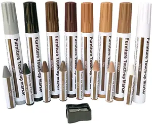 Furniture Repair Kit Wood Markers - Set of 13 - Markers and Wax Sticks with Sharpener - for Stains, Scratches, Floors, Tables,