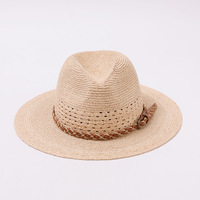 Nouveau Chapeau de Cowboy en Paille Style Britannique à Lacets Unisexe Panama pour Vacances à la Plage Protection Solaire Extérieure Bord de Mer