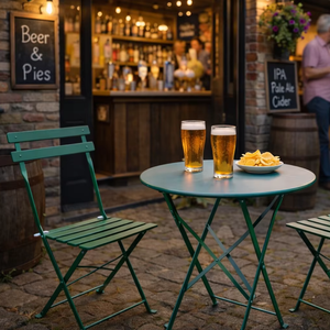 <span class=keywords><strong>Set</strong></span> Bistrot Pieghevole in Acciaio a 3 Pezzi, Arredo Compatto da Giardino per Patio <span class=keywords><strong>e</strong></span> Balcone - Product Image 1