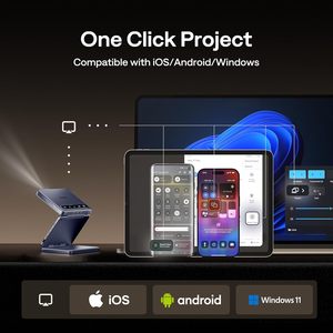 Aurzen máy chiếu kích thước bỏ túi mini DLP di động gấp ba lần màu xanh có khóa kéo máy chiếu Pin tích hợp sạc nhanh Type-C - Product Image 5