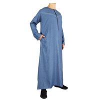 Veste de pyjama marocaine turque omanaise avec broderie islamique Jalabiya manches longues Rumal Thobe pour hommes Jubba Kurta Suruwal