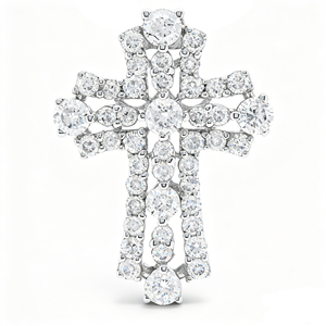 CUSTOM SILVER 10K/14K/18K GOLD PLATED LAB GROWN CVD DIAMOND CLASSIC ENGAGEMENT GIFT SWEATER <b>CHAIN</b> NECKLACE <b>CROSS</b> PENDANT - Product Image 1