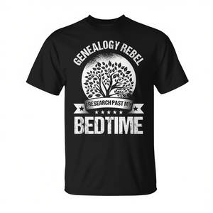 T-shirt Genealogy Rebel noir unisexe taille adulte moyenne, design « Research Past My Bedtime » - Product Image 2