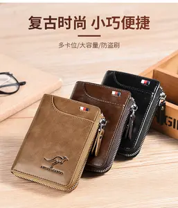 Dompet Kartu Anti Maling Dompet Kulit PU Pria Dompet Tempat Kartu Bisnis RFID Dompet Ritsleting - Product Image 2