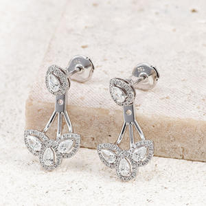 La Pousette Boucles d'oreilles poire et diamant Boucles d'oreilles avant arrière en or Boucles d'oreilles en diamant de laboratoire 18 carats - Product Image 1