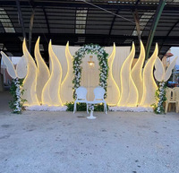 Arche de mariage en métal LED avec fond marbré, support de scène, accessoires de fête de mariage pour la décoration