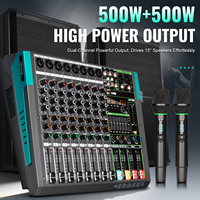 Amplificateur de puissance PA8XM 500W*2, 8 canaux, mixeur audio numérique professionnel avec microphone pour studio et scène