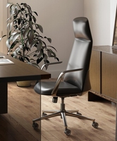 Chaise de bureau de direction pivotante Starlook de luxe en cuir de vachette véritable, moderne et élégante