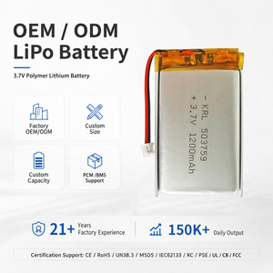 3.7V 1200mAh 503759 Oplaadbare Platte Lipo Pouch Cel B2B Leverancier Aangepaste Maat Voor Speaker Draagbare Audio Polymeer Batterij - Product Image 1