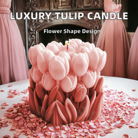 LF Luxuriöse Handgemachte Tulpen-Bouquet Duftkerze Lila Weiße Blumenförmige Sojawachs-Glaskerze Valentinstag Heimdekoration