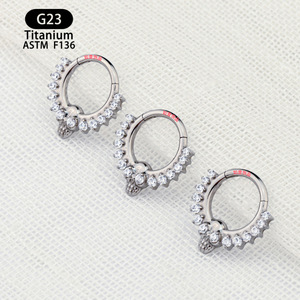 Piercing de Nariz de Titanio F136 con Incrustaciones de Zirconia, Joyería para Cartílago - Product Image 1