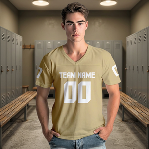 Maillot de football américain personnalisé pour homme, col en V, manches courtes, polyester respirant, nom de l'équipe imprimé, coupe classique, vêtements pour toutes les saisons - Product Image 3