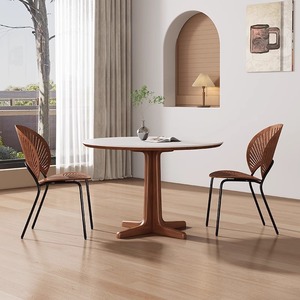 Nordic French Style Solid Wood Round Dining <b>Table</b> Stable Design For Small Homes And Apartments - Product Image 3