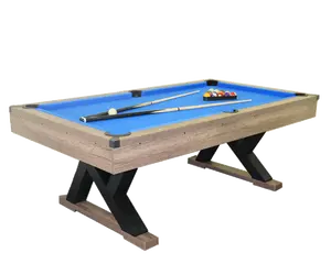 Mesa de billar profesional estándar de alta calidad, diseño de grano de madera con bolsillo de PVC, mesa de juegos de entretenimiento interior