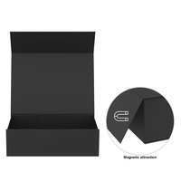 En stock emballage de couleur noire à bas quantité minimale de commande boîte-cadeau pliante magnétique plate rigide en gros pour paquet cadeau