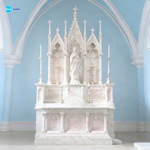 Grand Autel Religieux d'Église Intérieur <span class=keywords><strong>en</strong></span> Pierre Naturelle Sculptée à la Main, <span class=keywords><strong>Table</strong></span> d'Altar Catholique <span class=keywords><strong>en</strong></span> Marbre pour la Prière - Product Image 4