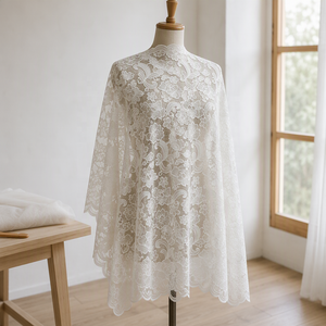 Tessuto in Pizzo Floreale Bianco Ricamato, Tulle in Pizzo per Abiti da Sposa, Veli e Lavori Artigianali Fai-da-Te - Product Image 3