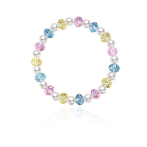 Colorful <b>Crystal</b> Imitation Pearl Beaded <b>Bracelet</b> Sweet Mixed Color Stretch Elastic <b>Women</b> Hand Jewelry - Product Image 1