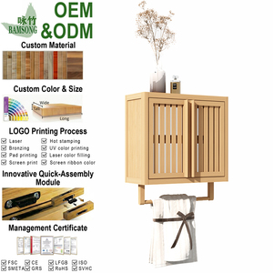 Mobili da <span class=keywords><strong>Bagno</strong></span> Ecologici in Bambù da Parete - Pronta Consegna dal Magazzino USA, Soluzione Salvaspazio per Articoli da Toeletta e Asciugamani - Product Image 1