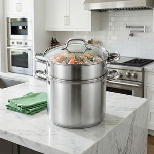 Casserole à <span class=keywords><strong>couscous</strong></span> en acier inoxydable, marmite de cuisson à 2 niveaux avec cuiseur vapeur - Product Image 2