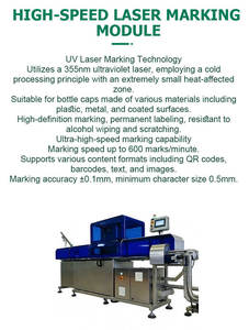 เครื่องเข้ารหัสฝาอลูมิเนียมแบบอินไลน์ พร้อมใบรับรอง CE ไฟเบอร์เลเซอร์ DM Marking ตรวจสอบ QR อัตโนมัติ ปฏิเสธสินค้าที่ผิดพลาด ความเร็ว 600 ชิ้น/นาที สร้างเครื่องหมายที่ติดตามได้ - Product Image 5