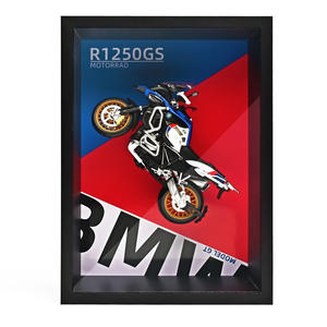 Modèle de moto miniature en métal moulé sous pression, cadre photo 3D en bois, <span class=keywords><strong>d</strong></span>écoration murale, idéal pour salon de style moderne - Product Image 2