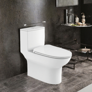 Inodoro de Cerámica Blanco de Una Pieza, Montado en el Suelo, con Doble Descarga por Gravedad, para Baño - Product Image 3