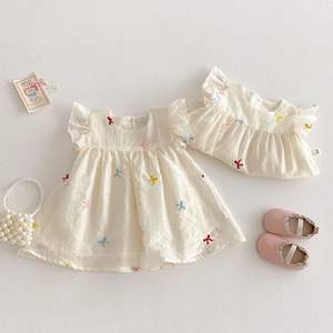 Conjunto de Verano 2026, Nuevo Modelo, para Bebés Niñas, Vestido Romper con Bordado y Estampado, Estilo Princesa, para Hermanas - Product Image 2
