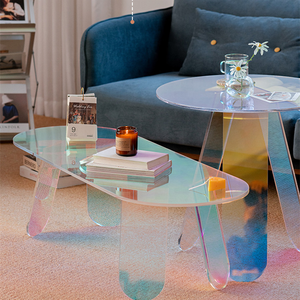 Tavolino da Caffè Moderno in Acrilico Arcobaleno, Estensibile e Convertibile, <span class=keywords><strong>Salvaspazio</strong></span> e Multifunzionale per Arredamento Casa, Colorato e Intelligente per Soggiorno - Product Image 5