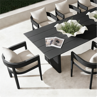 Ensemble de salle à manger extérieur moderne en aluminium, tables et chaises pour jardin, patio, hôtel, villa, restaurant, résistant à l'eau et aux UV