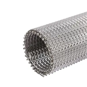 Stainless steel conveyor mesh belt for bread factory tunnel drying furnace 304 chain link spiral weave wire mesh belt