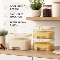 Contenedor de Almacenamiento de Harina de Arroz Completo, Recipiente de Plástico Sellado con Diseño de Presión para Otros Granos