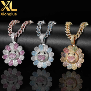 Collares con Colgante de Girasol Multicolor, Estilo Hip Hop, Unisex, Resistentes al Deslustre, Chapados en Oro de 18K, con Circonitas Incrustadas - Product Image 6