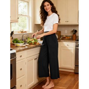 Pantalon palazzo ample en viscose de bambou personnalisé, taille haute avec poches, pantalon de yoga fluide pour femmes - Product Image 5