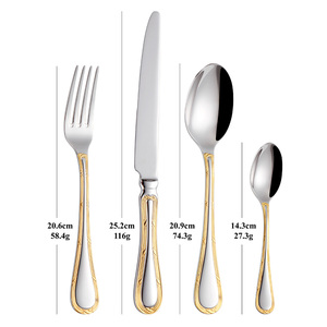 Set di Posate Antiche per Hotel e Ristoranti, Alta Qualità in Acciaio Inox 304, Set di Posate in Argento e Oro per Matrimoni - Product Image 6