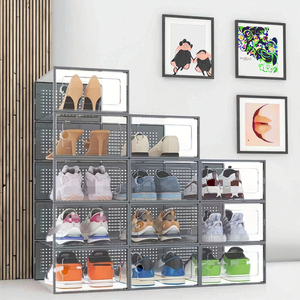 Modern Şeffaf Plastik İstiflenebilir Ayakkabı Saklama Kutusu Düzenleyici, Oturma Odası için Katlanabilir Ayakkabılık, Spor Ayakkabı Saklama Kabı - Product Image 1