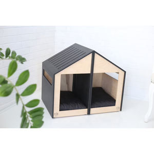 Pet Pet için Modern ev iç mekan mobilyası çift kapı ahşap kedi köpek evi mağara Mat köpekler kediler ahşap köpek kulübesi sandık Pet yatak - Product Image 4