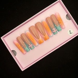 Nuevo diseño <span class=keywords><strong>de</strong></span> moda 3XL Proveedor <span class=keywords><strong>de</strong></span> <span class=keywords><strong>uñas</strong></span> Prensa en las <span class=keywords><strong>uñas</strong></span> Personalizado Medio Francés Blanco Mariposa ABS Acrílico Artificial Fingern - Product Image 2