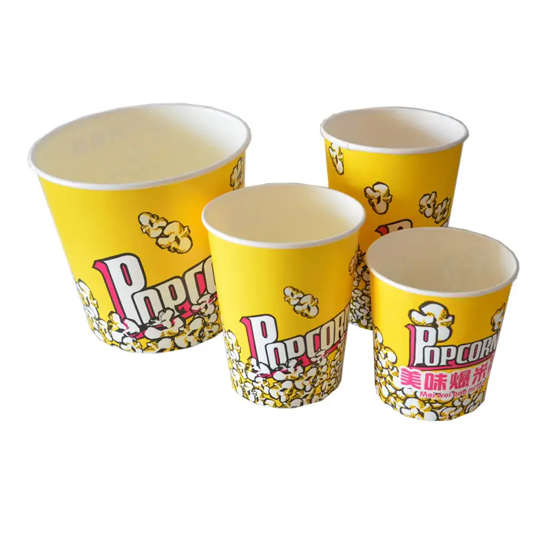 Benutzer definierte Unterstützung Hot Sale Popcorn Schüssel Kunststoff behälter Kino Eimer Einweg papier Verpackung Popcorn Eimer auf Lager