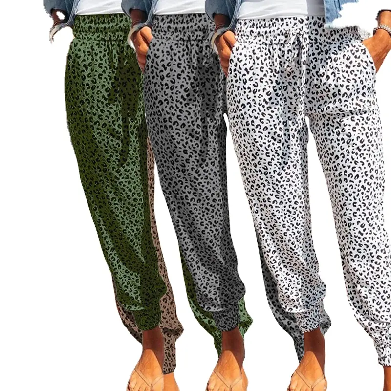 Pantaloni da jogging leopardati da donna sportivi larghi casuali di vendita calda pantaloni da donna T1230