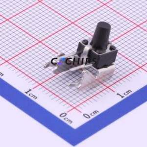 UK-B0209-2-G8.5-250 Tactile Switch Bent Lead Through Hole,6x6mm Single Pole Single Throw Round Button 2.5N Right Angle Insert - Product Image 1