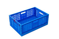 600*400*225mm bleu maille stockage Agriculture caisse en plastique pour légumes fruits tomate caisse pliante en plastique