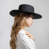 Chapeau Fedora en Laine à Large Bord avec Anneau en Cuir Gaufré, Style Décontracté et Tendance, Chapeau de Cowboy Rétro Britannique en Feutre de Laine pour Hommes et Femmes