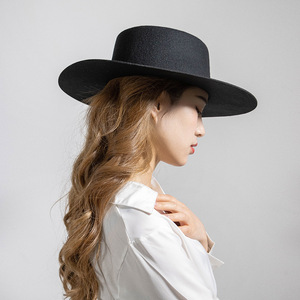 패션 캐주얼 엠보싱 가죽 벨트 링 크라운 넓은 챙 울 페도라 모자, 레트로 영국풍 울 펠트 카우보이 모자 (남녀공용) - Product Image 2