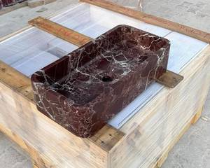 Lavabo Flotante de Mármol Natural de Lujo, Lavabo Integrado de Piedra, Encimera de Baño Acanalada Montada en la Pared, Personalizado OEM ODM - Product Image 3