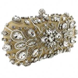 Herzförmige Clutch Strass Abendtaschen für Damen Frauen Abschlussball Gold Kristall Handtasche - Product Image 3