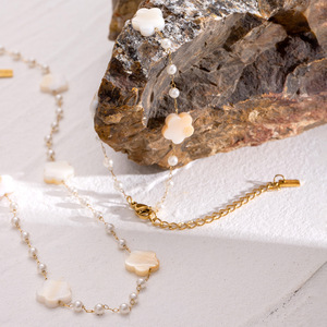 18k <b>Gold</b> Stainless Steel <b>Pearl</b> <b>Necklace</b> Non-fading Fashion Jewelry Wholesale <b>Necklace</b> and Bracelet Set - Product Image 2