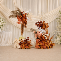 Ensemble floral artificiel marron caramel pour mariage, fleurs séchées d'herbe de la pampa pour l'automne, centre de table floral pour allée de mariage automnal
