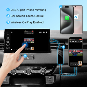 Adaptador CarPlay inalámbrico Compatible con todos los modelos de coche 2025, Control bidireccional MirrorTouch USBA a C, enchufe fácil para medios de coche - Product Image 2